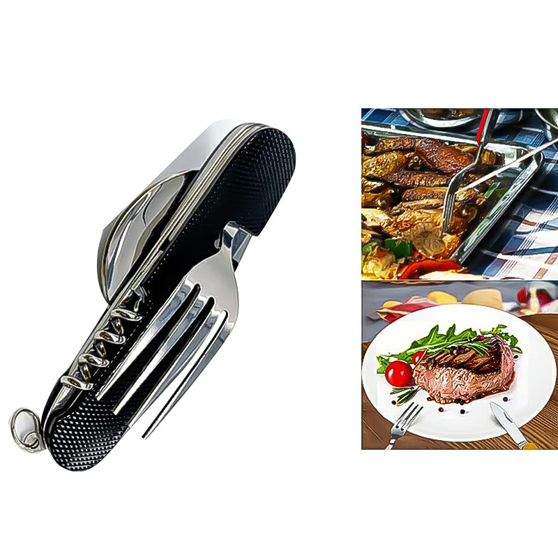 Camping Cutlery Set Stainless Steel Travel Cutlery Kit Detachable Tableware