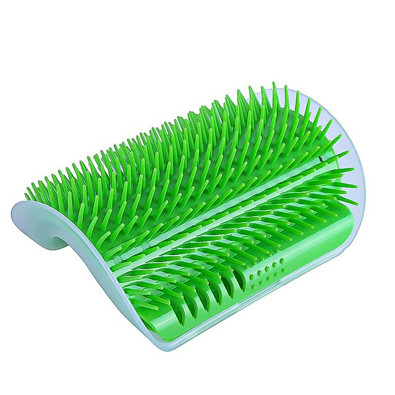 Pet Cat Dog Wall Corner Massage Self Groomer Rubber Comb Toy Brush Cleaner - Green