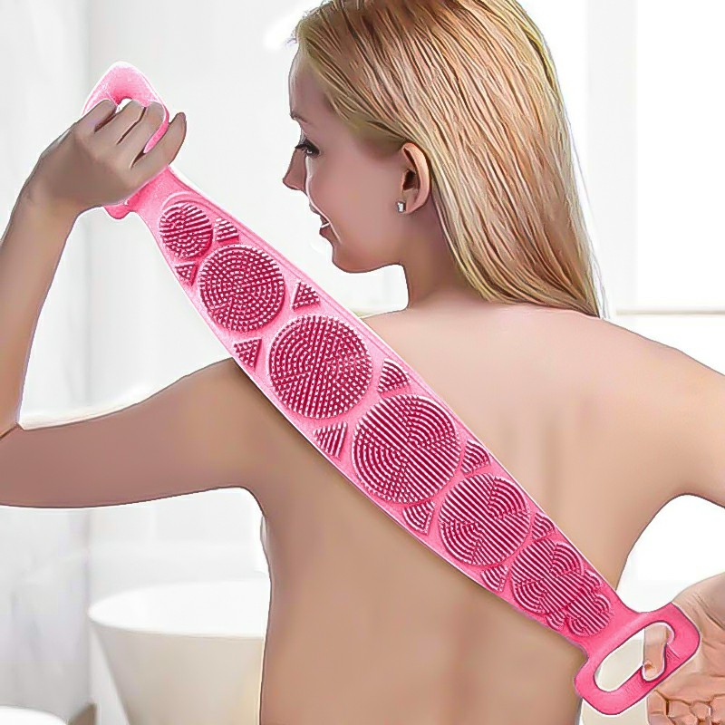 Body Cleaning Double Sided Back Scrubber Bath Shower Silicone Spa Brush Tool