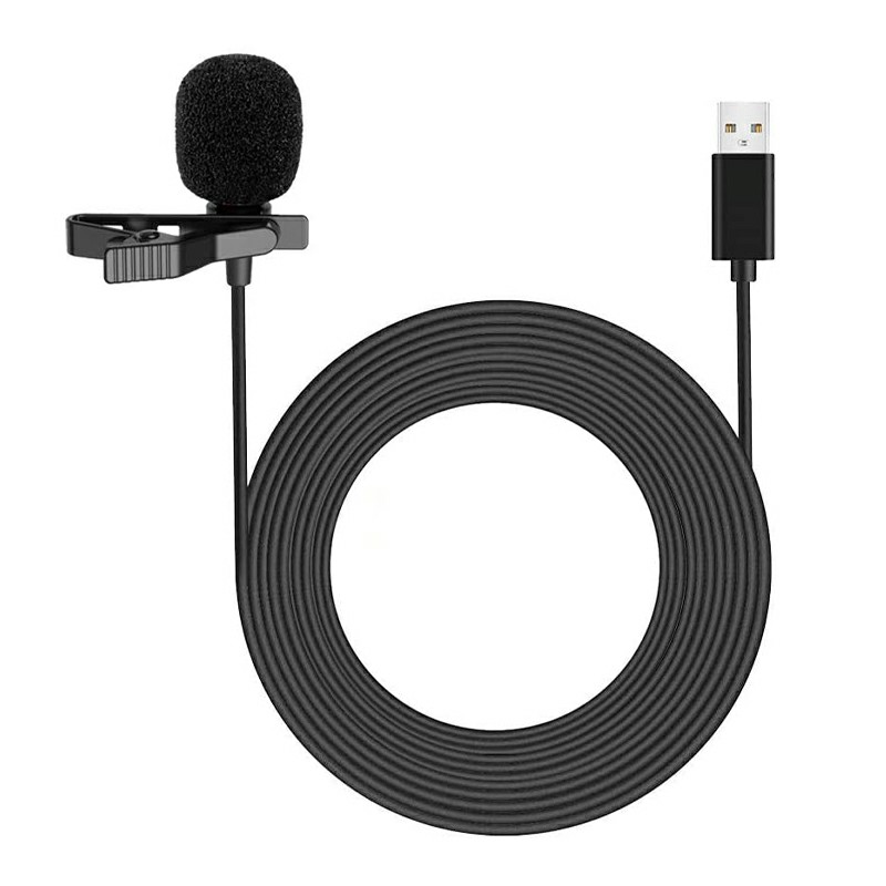Clip-on Lapel Mini Lavalier USB Mic Microphone for PC Recording