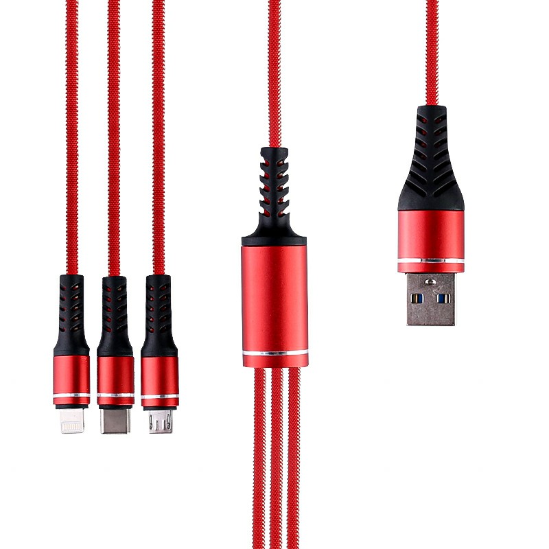 3 in 1 Braided Type-c Micro USB and 8 pin USB Charge Cable Android Cable Cables for iPhone