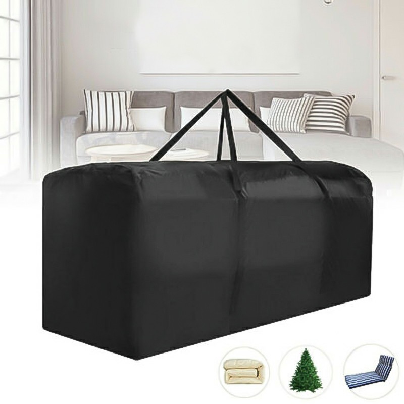Outdoor Cushion Heavy Duty Waterproof Cover Storage Bag Garden Furniture Covers 173x76x51cm - Black