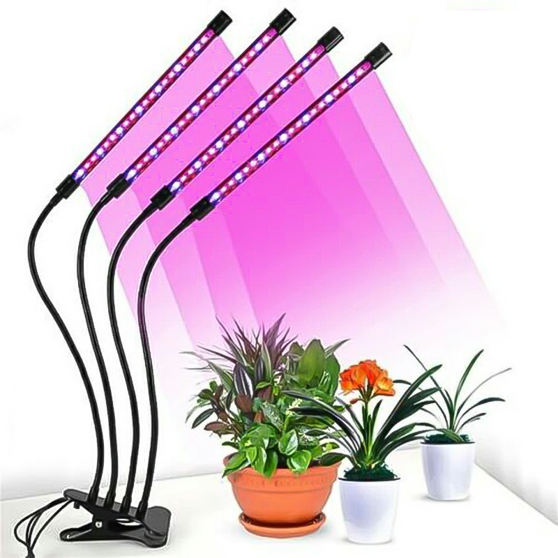4 Head LED Grow Light Plant UV LED Growing Lamp Full Spectrum 10 Dimmable Level