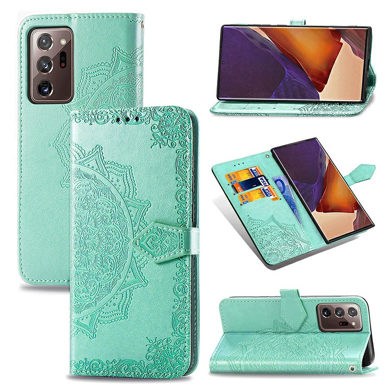 Datura Flowers Embosed Pattern PU Leather Case for Samsung Galaxy Note 20 Ultra