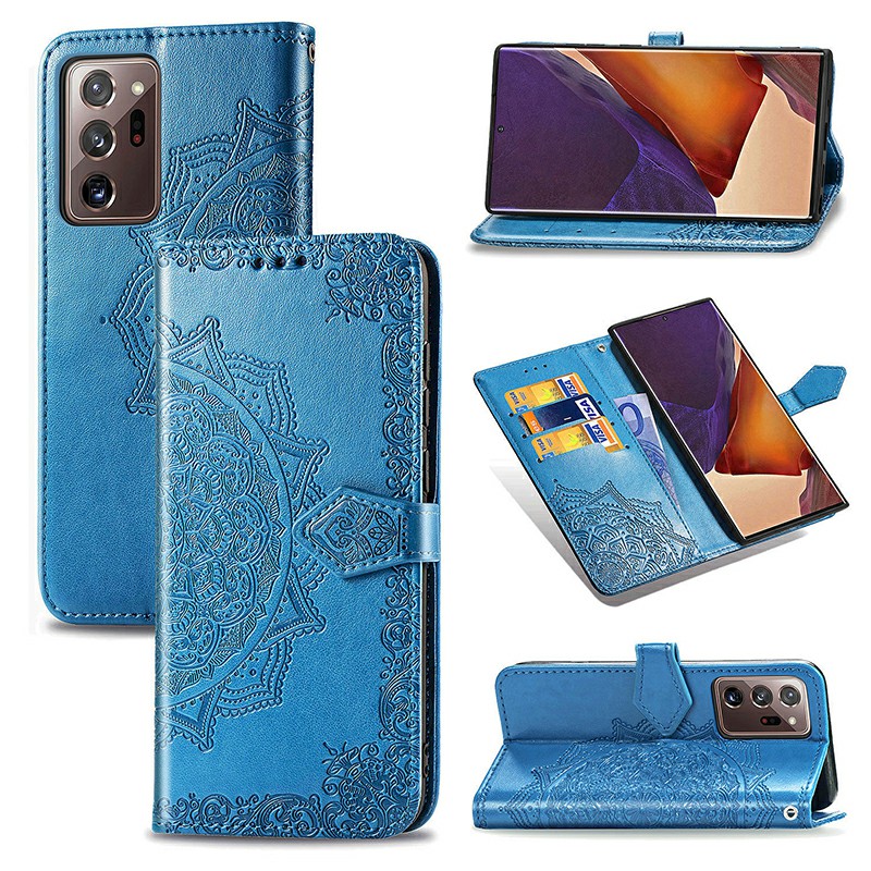 Datura Flowers Embosed Pattern PU Leather Case for Samsung Galaxy Note 20 Ultra