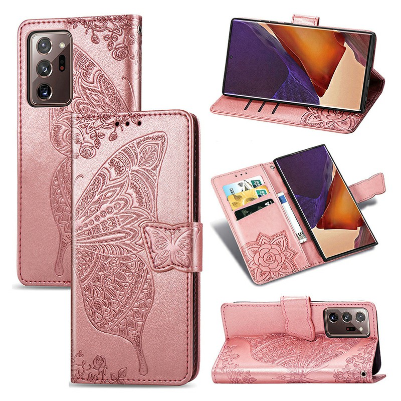 Butterfly Embosed Pattern PU Leather Case for Samsung Galaxy Note 20 Ultra