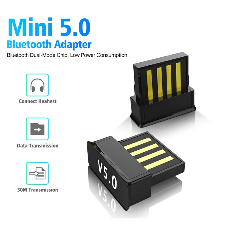 Mini USB Bluetooth 5.0 Adapter for PC Win 10/8.1/8/7/XP/Vista with CD