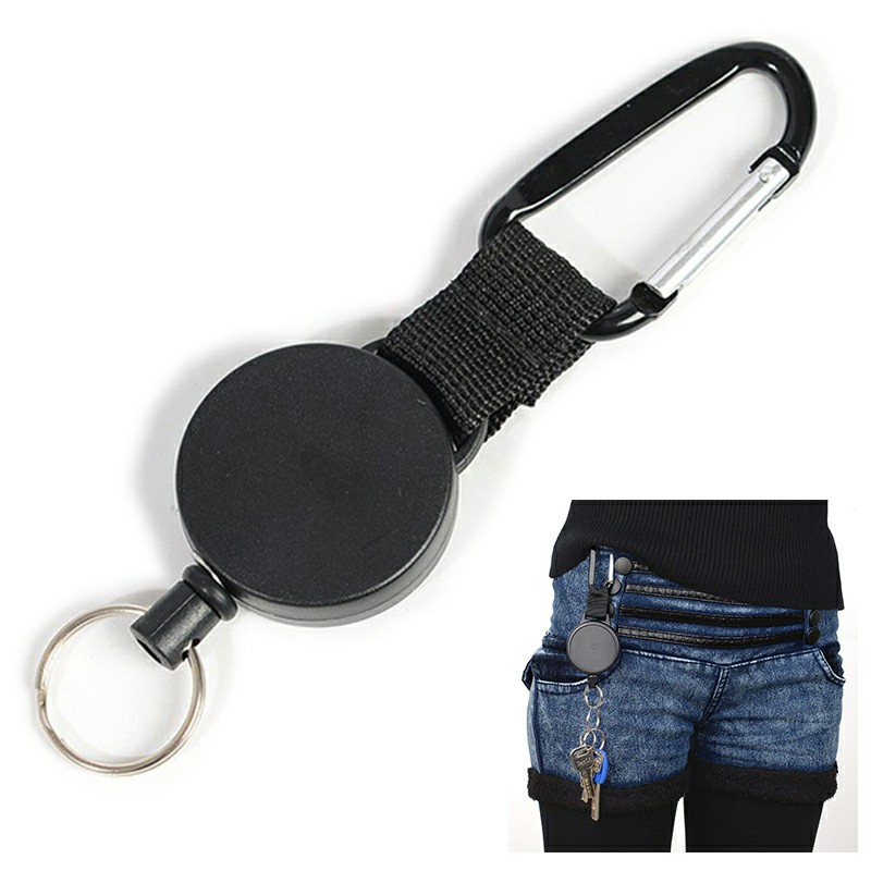 Heavy Duty Retractable Stainless Keyring Pull Ring Key Chain Rope Recoil