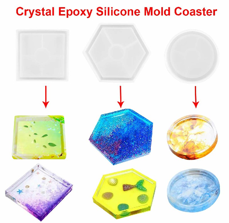 Coaster Resin Casting Mold Silicone Jewelry Pendant Making Mould Craft - Square