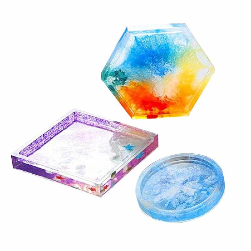 Coaster Resin Casting Mold Silicone Jewelry Pendant Making Mould Craft - Square