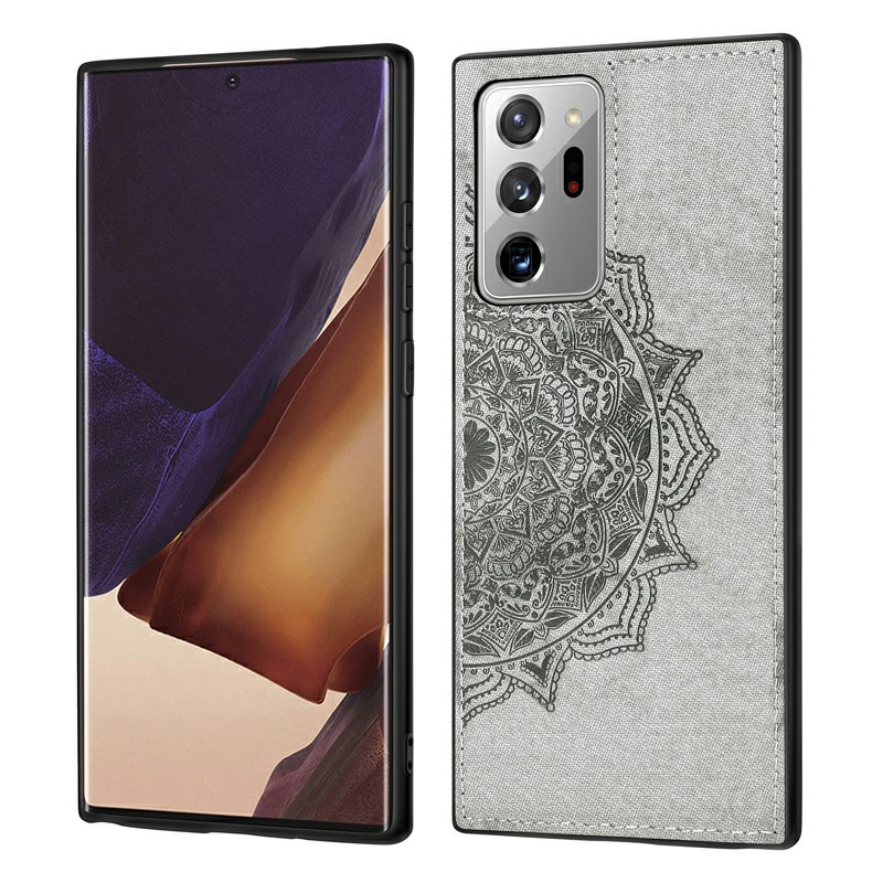 Mandala Embossed Fabric Phone Case TPU + PC Case for Samsung Galaxy Note 20 Ultra