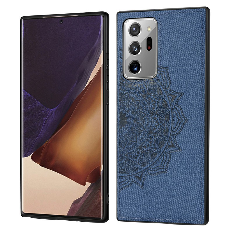 Mandala Embossed Fabric Phone Case TPU + PC Case for Samsung Galaxy Note 20 Ultra