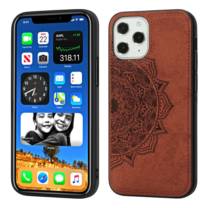 Mandala Embossed Fabric Phone Case TPU + PC Case for iPhone 12 Pro