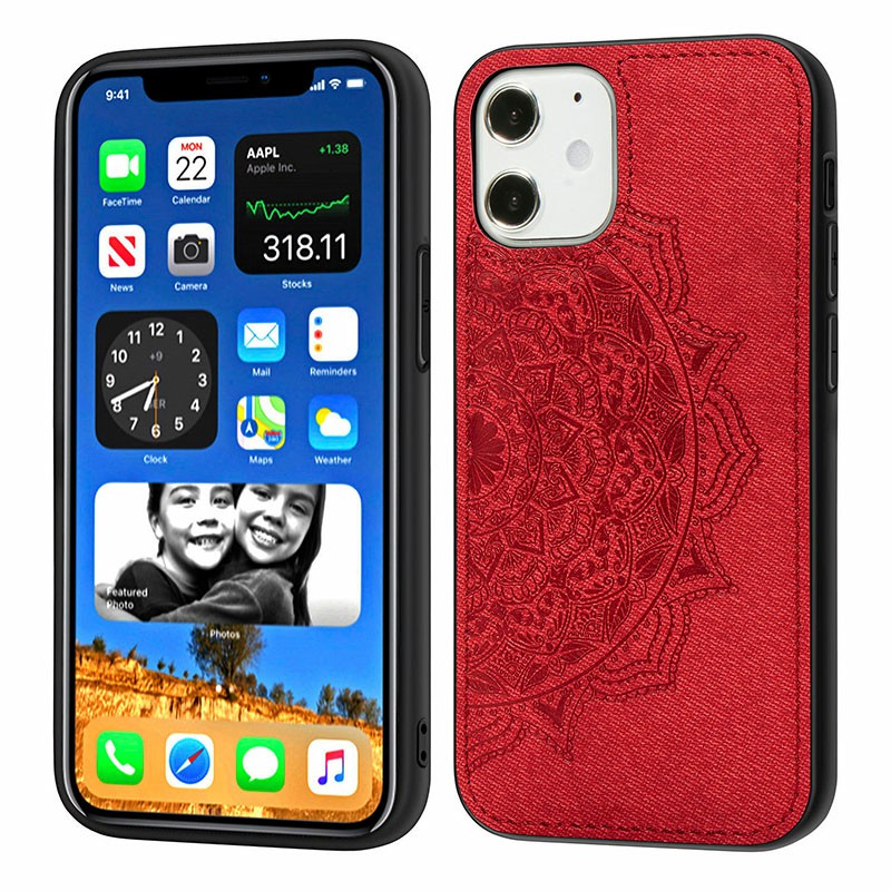 Mandala Embossed Fabric Phone Case TPU + PC Back Case for iPhone 12