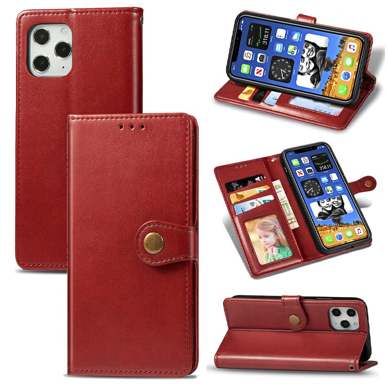 Magnetic Buckle PU Leather Wallet Case Flip Stand Cover for iPhone 12 Pro Max