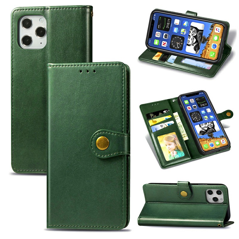 Magnetic Buckle PU Leather Wallet Case Flip Stand Cover for iPhone 12 Pro