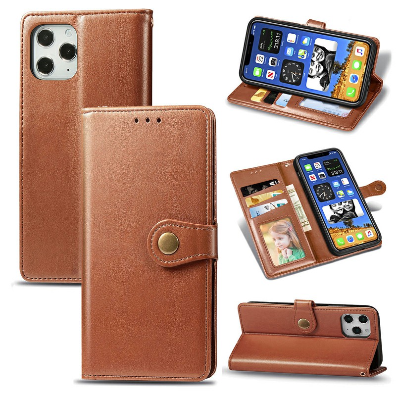 Magnetic Buckle PU Leather Wallet Case Flip Stand Cover for iPhone 12 Pro