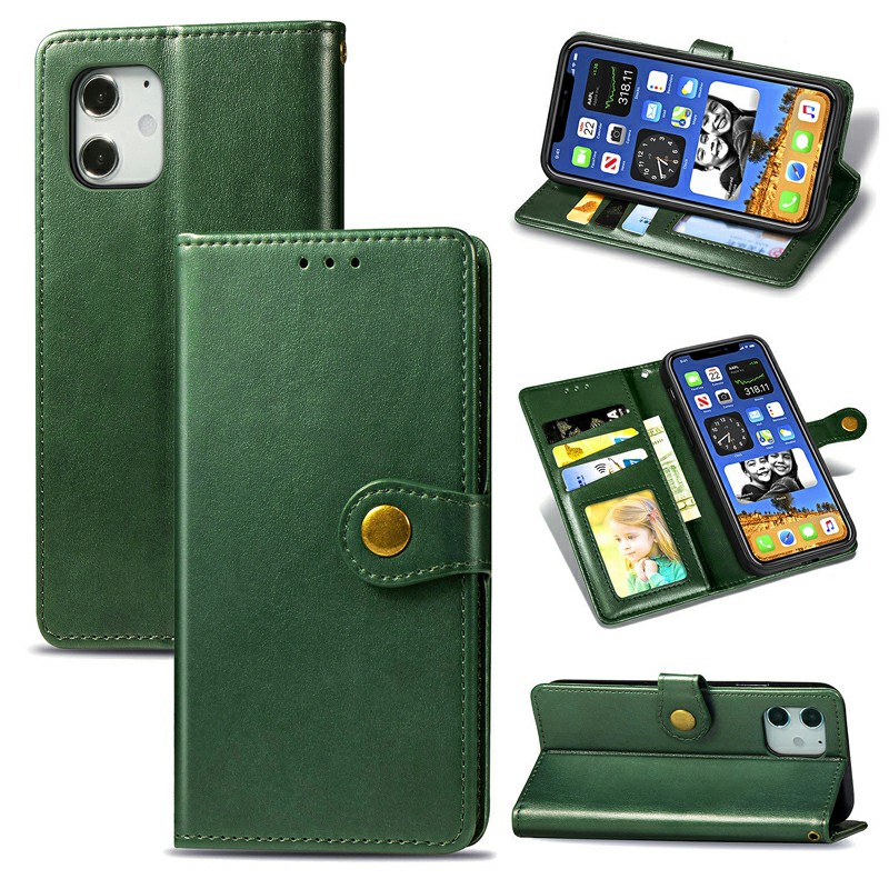 Magnetic Buckle PU Leather Wallet Case Flip Stand Cover for iPhone 12 Mini