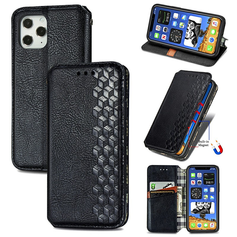 Three-dimensional Graphics Embossed Cover Magnetic PU Wallet Case with Stand Holder for iPhone 12 Pro