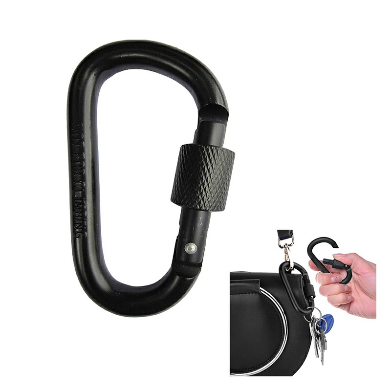 Carabiner Aluminum Screw Locking Spring Clip Hook Outdoor D Shaped Keychain Buckle