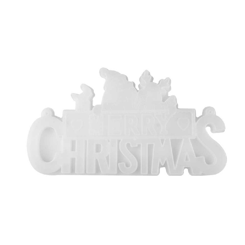 Silicone Ornament Mould Merry Christmas Jewelry Casting Mold Resin Epoxy Mould Craft Decoration - Santa Claus Letter