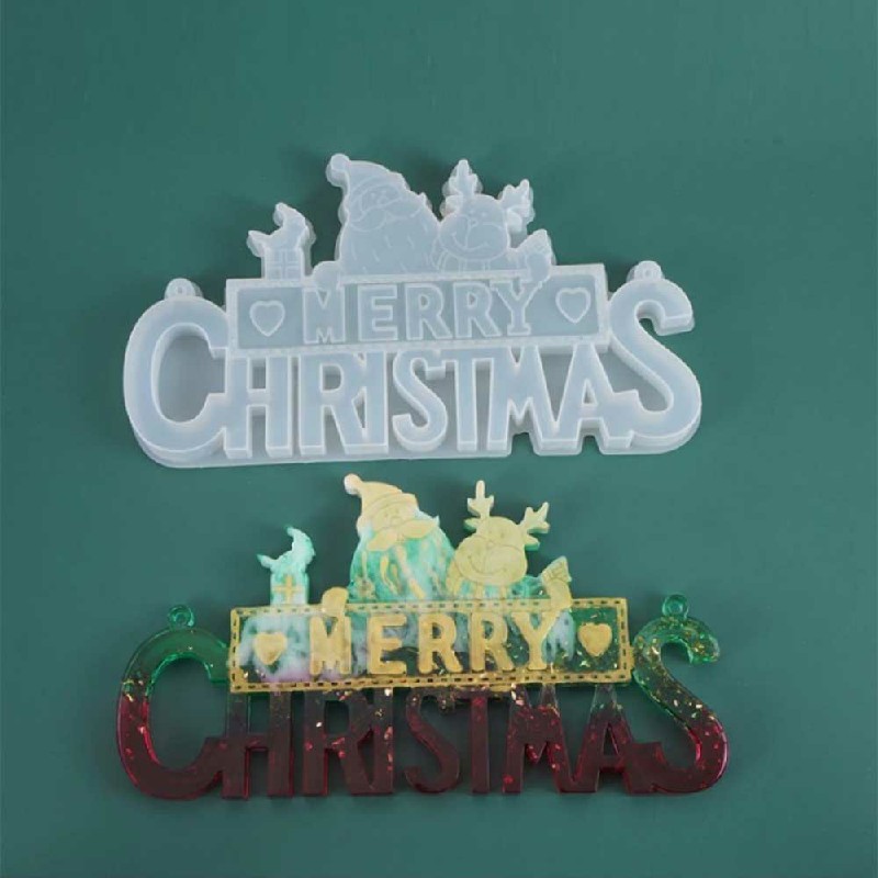 Silicone Ornament Mould Merry Christmas Jewelry Casting Mold Resin Epoxy Mould Craft Decoration - Santa Claus Letter