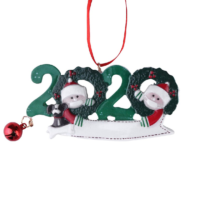 Resin Christmas Tree Ornament 2020 Quarantine Family Xmas Lockdown Decoration DIY name - 2 Heads