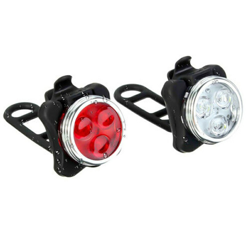 Super Bright COB USB Rechargeable Bicycle Front Lights and Warn Tail Light Set Waterproof IPX4