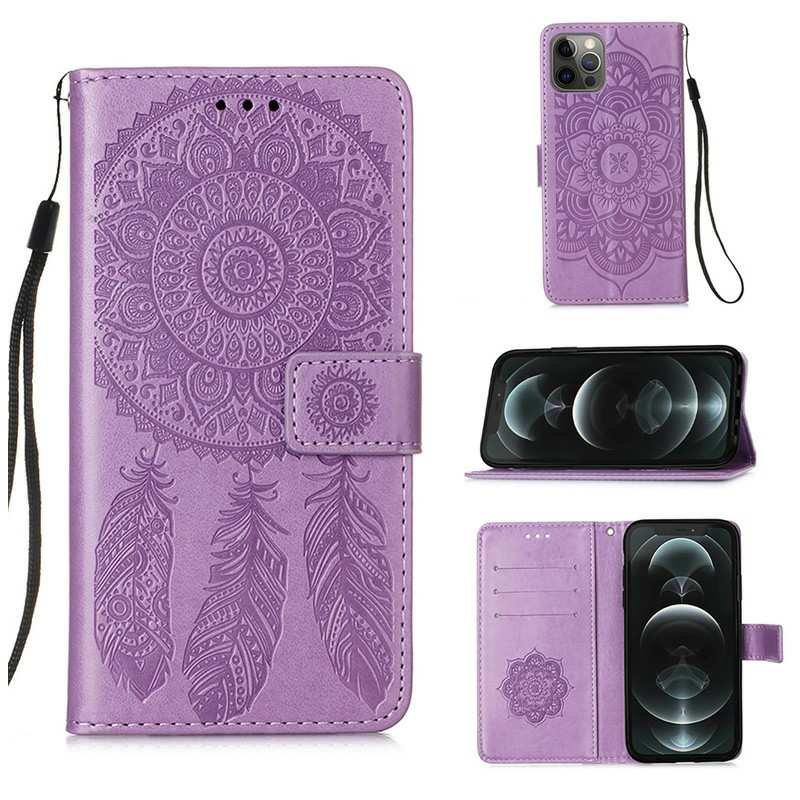 Dreamcatcher Embossed Case Flip Stand Wallet Cover for iPhone 12 Pro Max