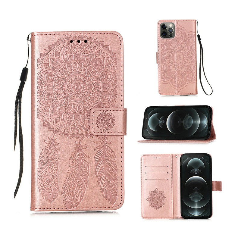 Dreamcatcher Embossed Case Flip Stand Wallet Cover for iPhone 12 Pro