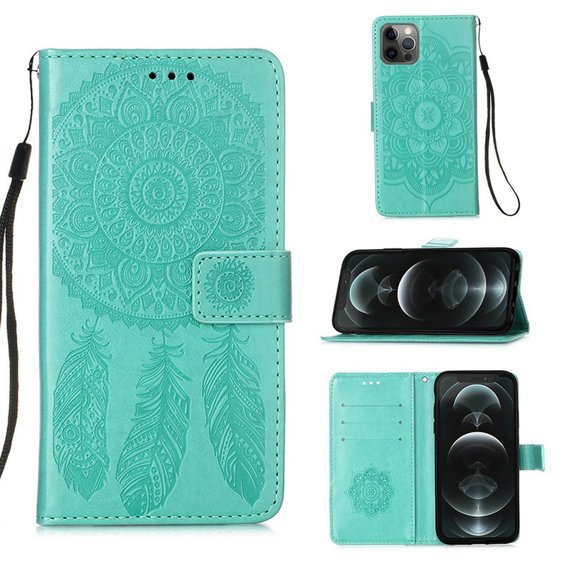 Dreamcatcher Embossed Case Flip Stand Wallet Cover for iPhone 12 Pro