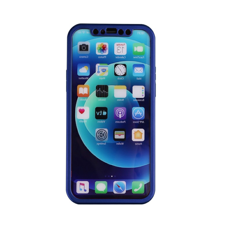 Full Coverage Hard Thin Case Back Cover with Tempered Film for iPhone 12 Pro Max