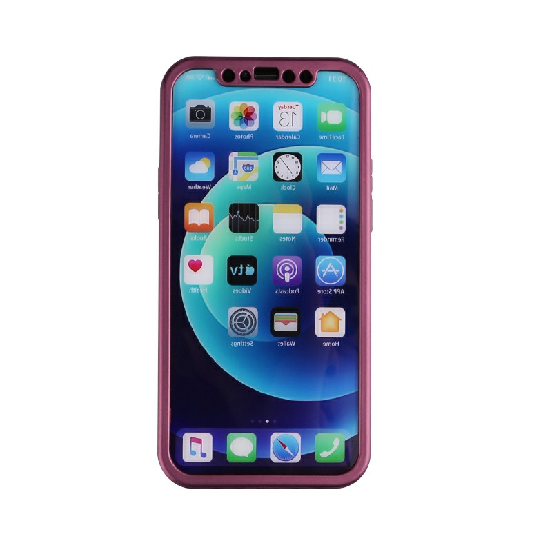 Full Coverage Hard Thin Case Back Cover with Tempered Film for iPhone 12 Pro
