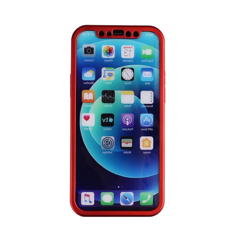 Full Coverage Hard Thin Case Back Cover with Tempered Film for iPhone 12