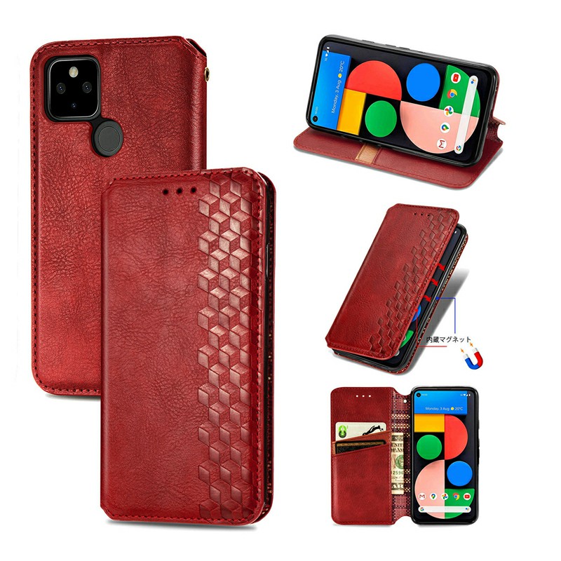 Magnetic Buckle PU Leather Wallet Case Cover for Google Pixel 5