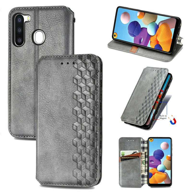 Magnetic Buckle PU Leather Wallet Flip Stand Case Cover for Samsung Galaxy A21
