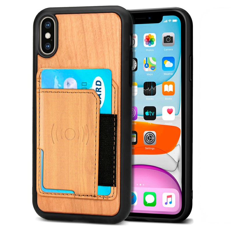 Real Natural Wood Phone Case Protective Back Cover for iPhone XS Max