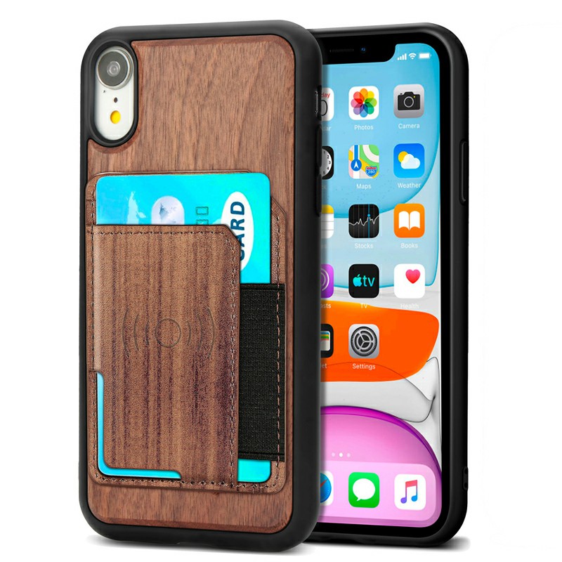 Real Natural Wood Phone Case Protective Back Cover for iPhone XR