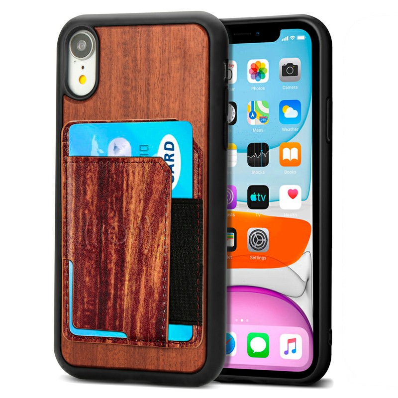 Real Natural Wood Phone Case Protective Back Cover for iPhone XR