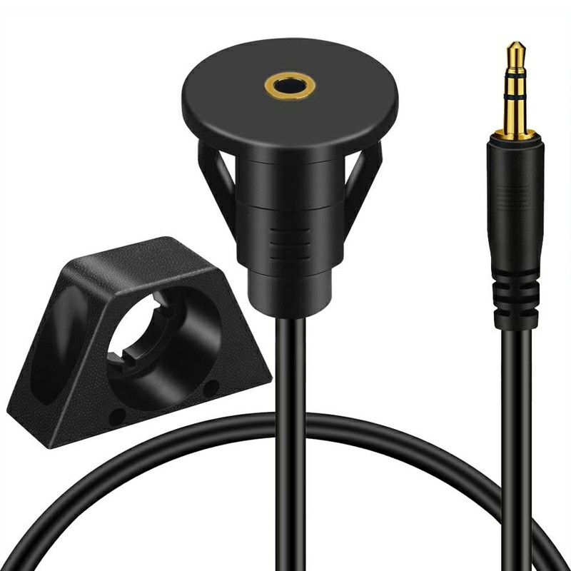 3.5mm Male to 3.5mm Female Car Flush Mount 1/8 inch AUX Audio Jack Extension Cable
