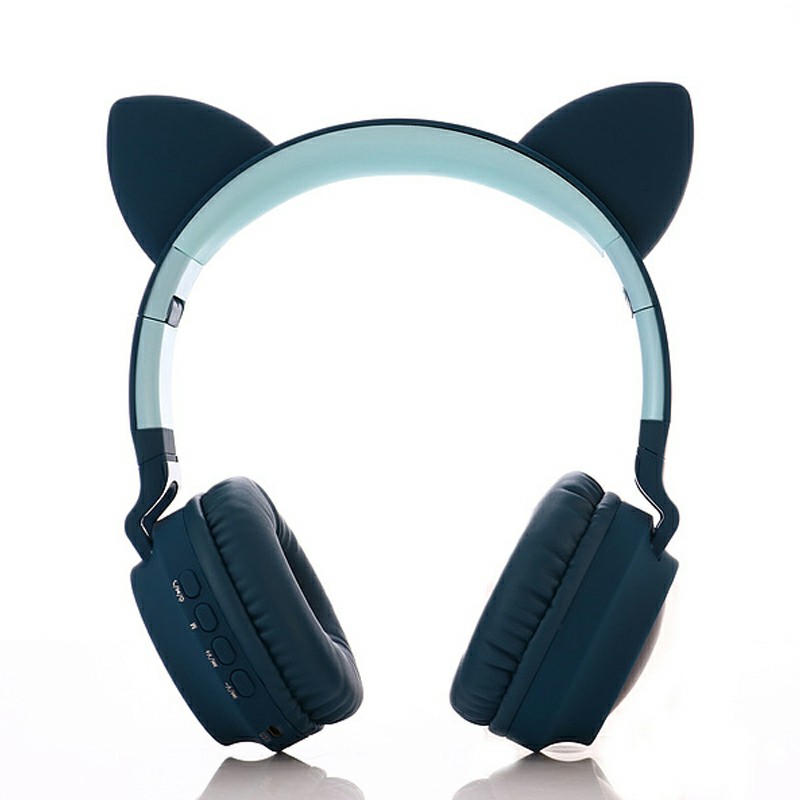 Wireless Cat Ear Bluetooth 5.0 Stereo Bass Headset LED Lights Earphone for Kids Adults