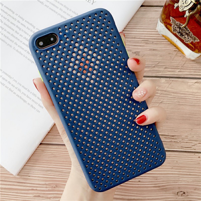 Silicone Gel Rubber Cooling Mesh Cover Shockproof Cover Case for iPhone 7/8