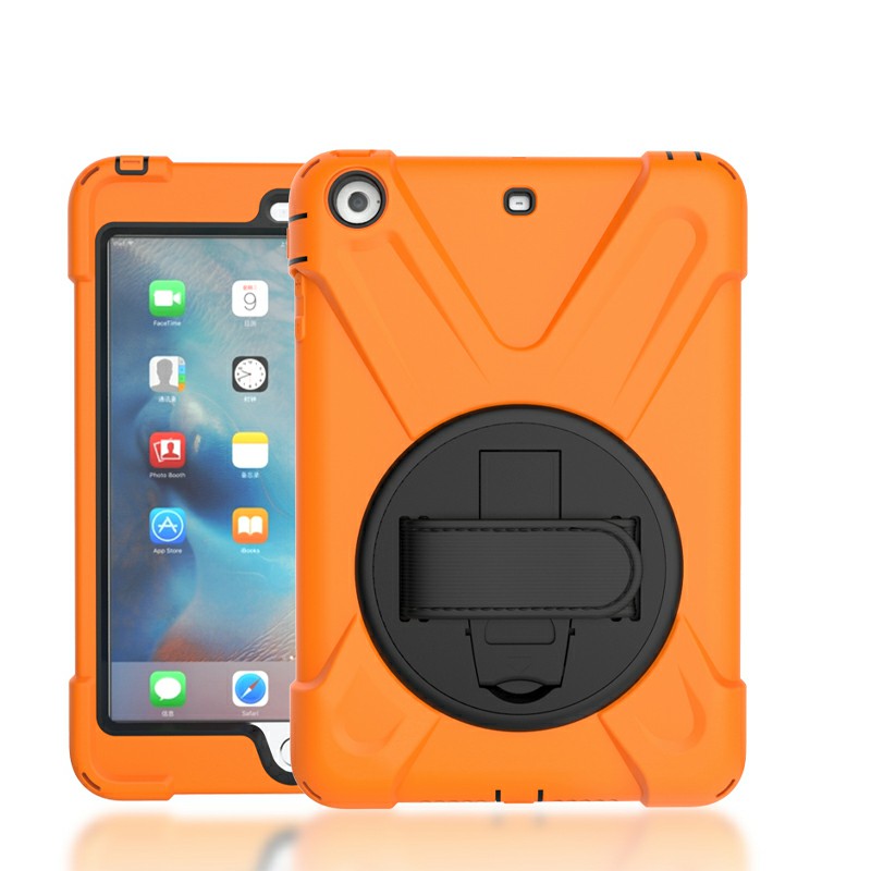 Heavy Duty Rugged PC Silicone Case with Rotating Bracket for iPad Min 1/2/3
