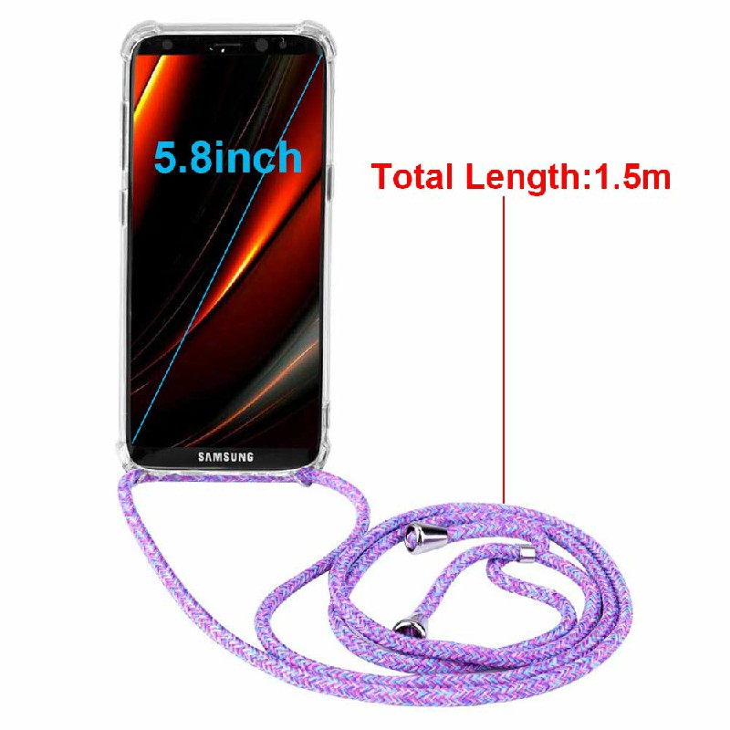 Silicone Protection Phone Case Back Cover with Strap Lanyard for Samsung Galaxy S8