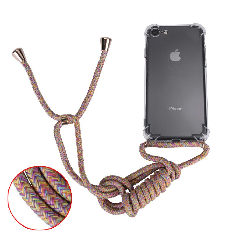 Silicone Protection Phone Case Back Cover with Strap Lanyard for iPhone 7/8