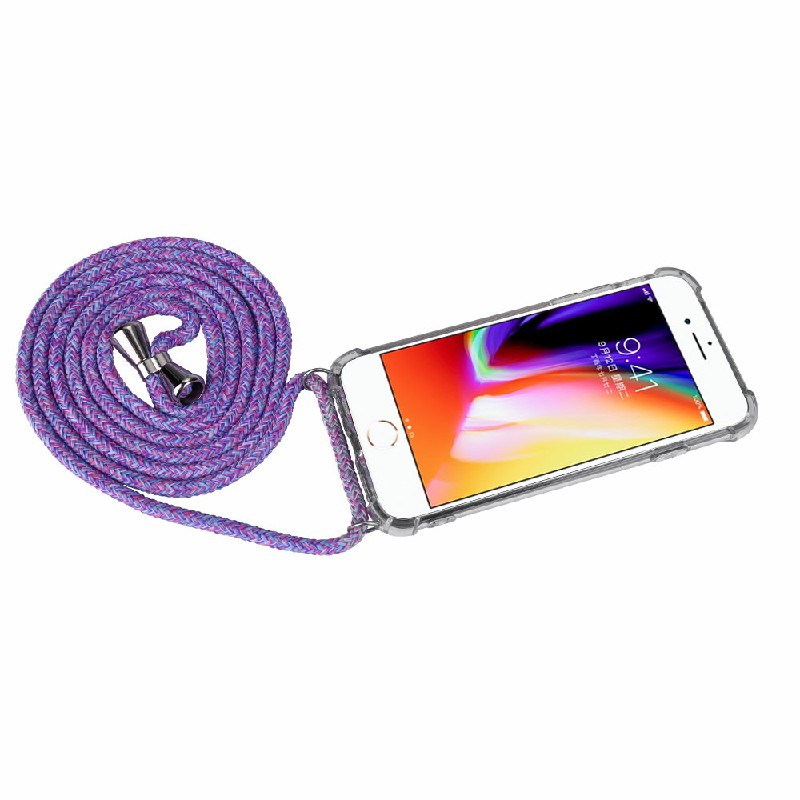 Silicone Protection Phone Case Back Cover with Strap Lanyard for iPhone 7/8