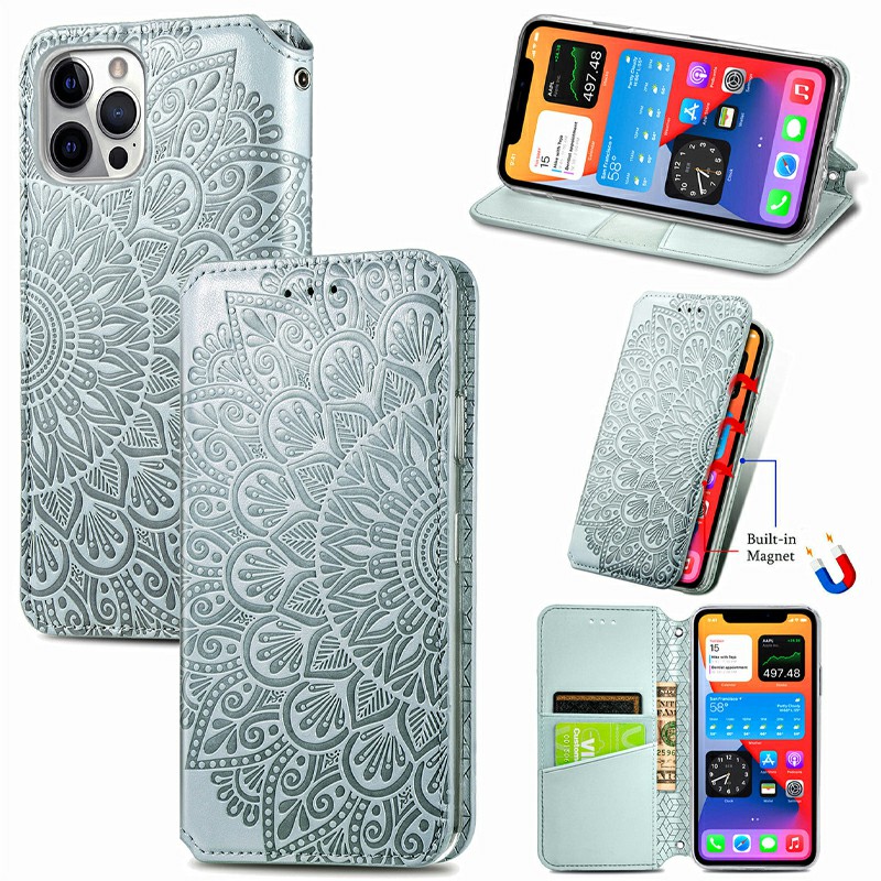 Magnetic PU Leather Wallet Case Flip Card Cover for iPhone 12 Pro Max