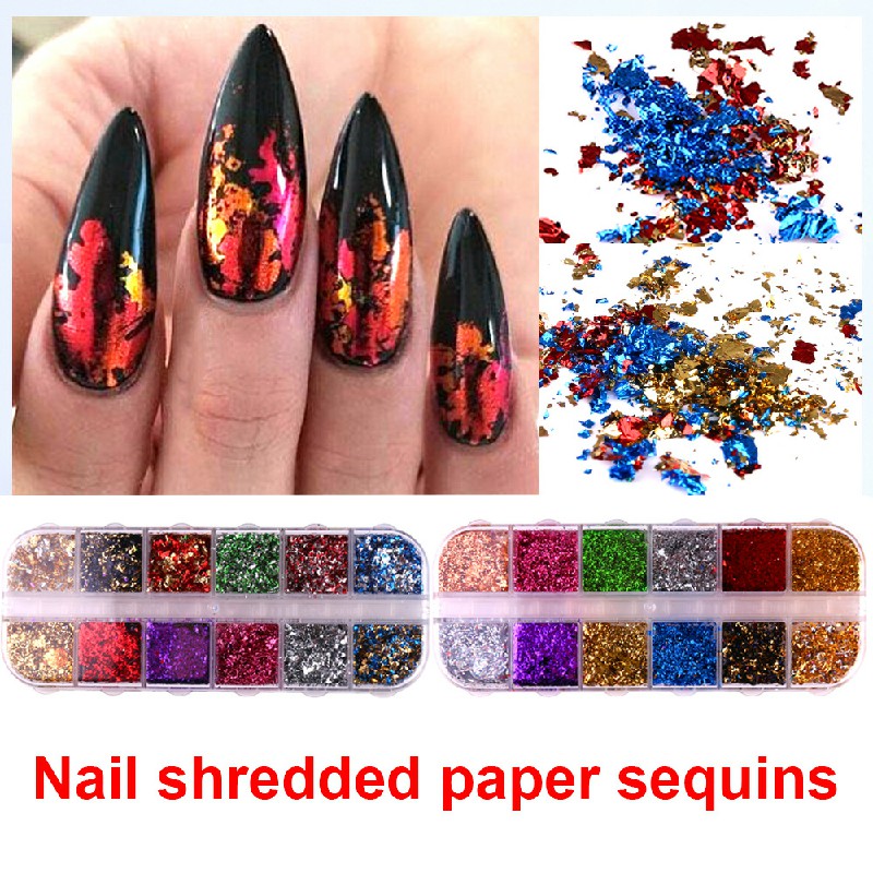Nail Art Foil Leaf Gold Silver Flakes Chunky Glitter Body Manicure Decor Makeup
