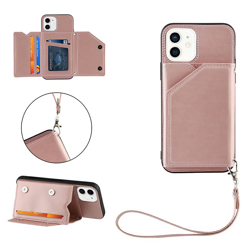 Wallet Card Case Leather Flip Stand Cover Case for iPhone 12 Mini