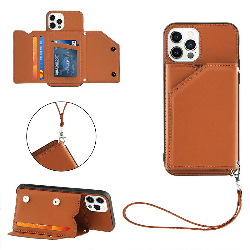 Wallet Card Case Leather Flip Stand Cover Case for iPhone 12 Pro